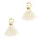 Mini Kwastje Ibiza style 1cm Gold-off white